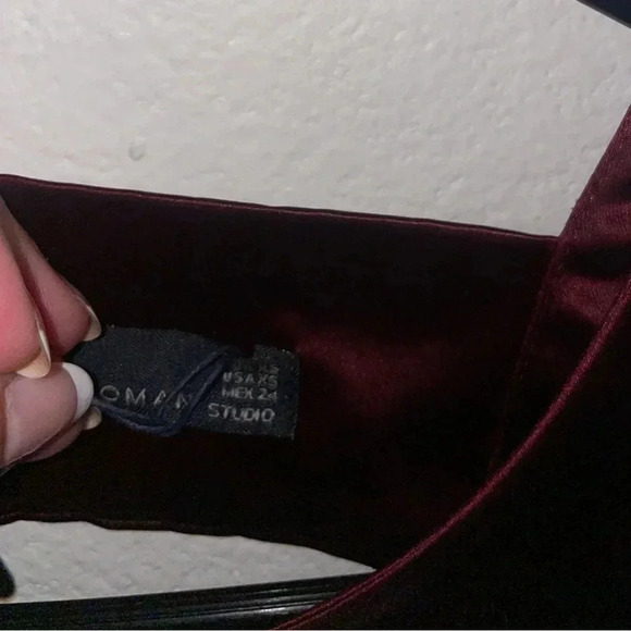 Zara women's‎ burgandy silk peplum top size XS - Picture 6 of 7